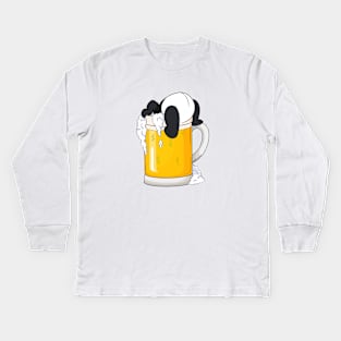 Funny Panda With Beer Kids Long Sleeve T-Shirt